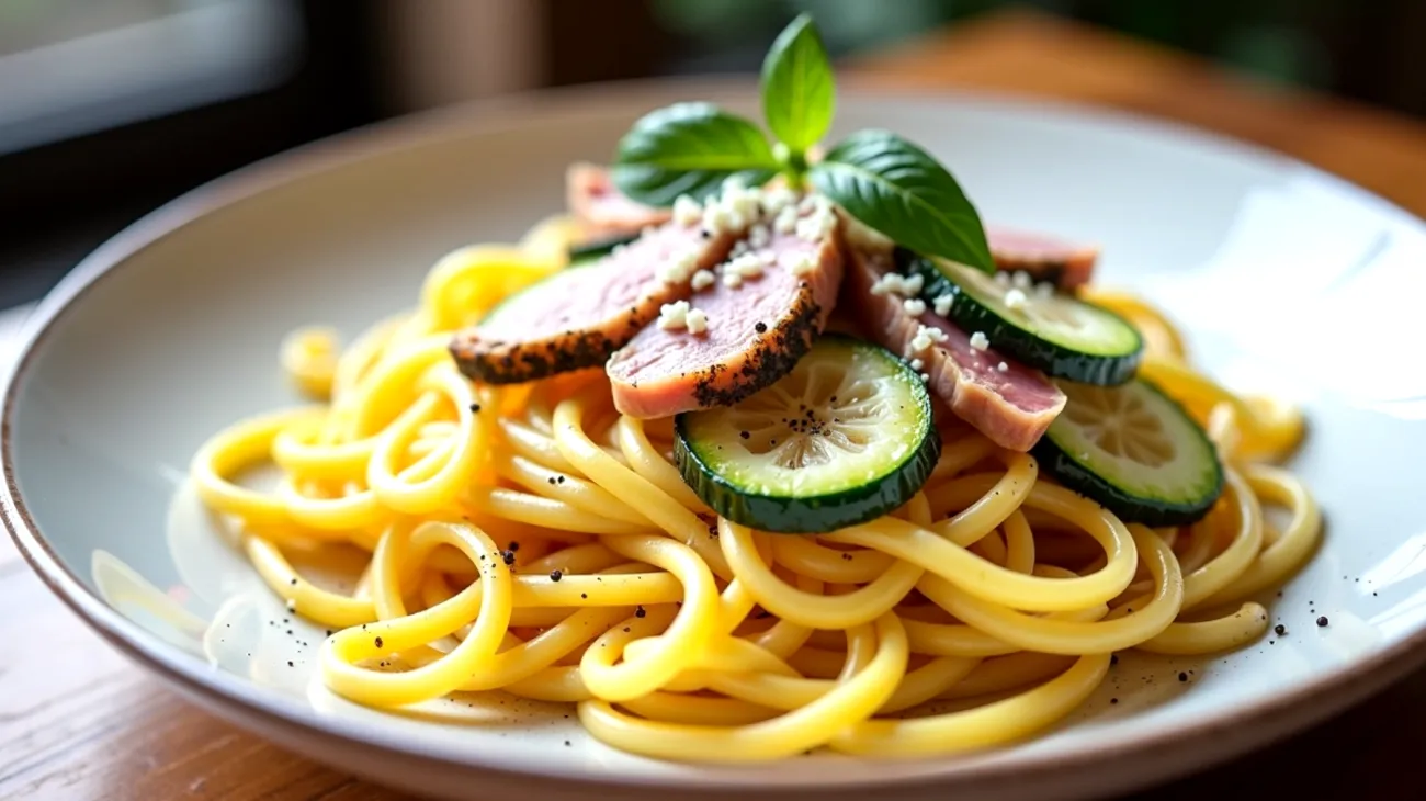 tagliatelle fresche tonno zucchine croccanti"